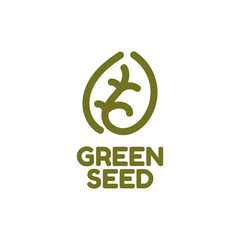 organic Green seed leaf nature logo concept design illustration
