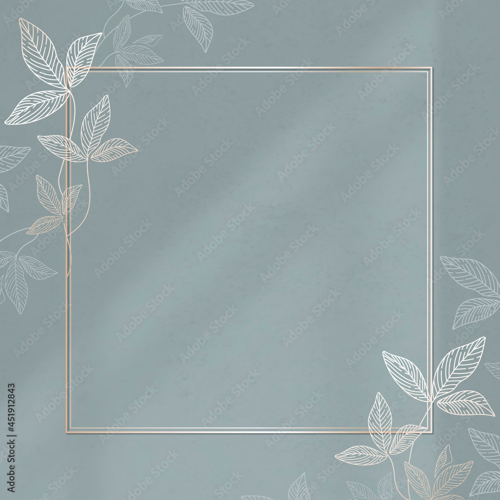 Poster gold frame with leaf pattern vector