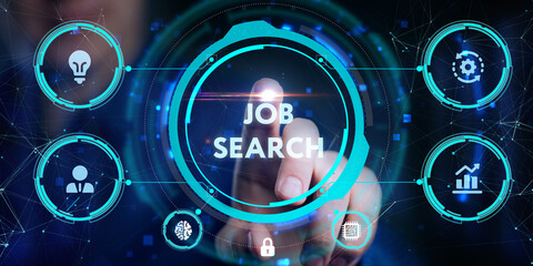 Fototapeta premium Business, Technology, Internet and network concept. Job Search human resources recruitment career.