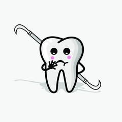 Teeth character illustration with dental equipment. tooth expression element design for poster, banner, mascot, icon