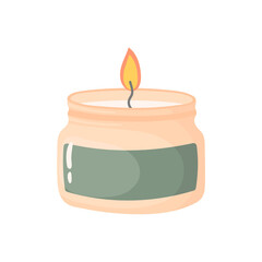 Decorative wax candle for relaxation and SPA. isolated on white background. cartoon vector
