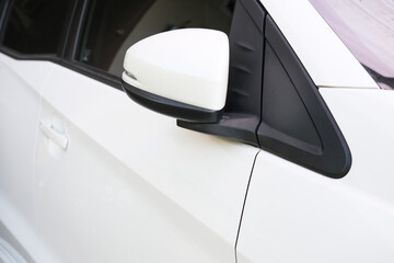 Closeup detail of car side mirror