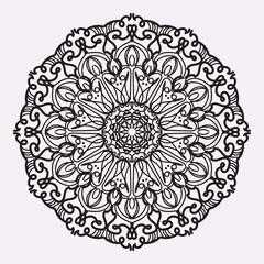 Indian Mandala Arabic Islamic Pattern Ornament Black White