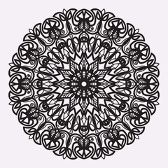 Indian Mandala Arabic Islamic Pattern Ornament Black White