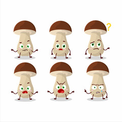 Cartoon character of boletus edulis with what expression