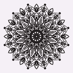 Indian Mandala Arabic Islamic Pattern Ornament Black White