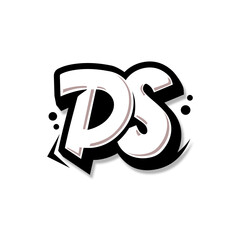 Simple Initial Logo Lettering Cartoon Grafity Black and White DS