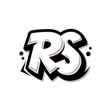 Simple Initial Logo Lettering Cartoon Grafity Black and White RS