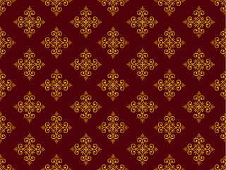 Vintage gold seamless ethnic pattern pattern background, beautiful, suitable for fabric patterns and other textile industries.
