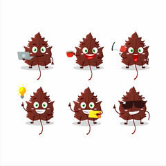 Hawthorn leaf cartoon character with various types of business emoticons
