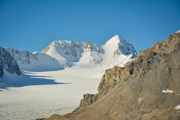 Snow capped Altai Mountains of mongolia