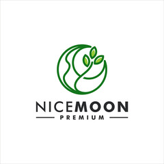 Moon beauty leaf logo design icon vector