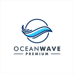 Ocean wave logo design icon vector