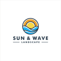Fototapeta na wymiar Sun and wave logo design vector icon