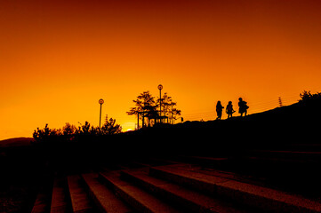 夕景の山手台北公園、宝塚市、10月26日、日本