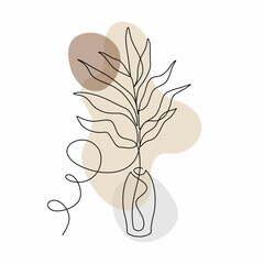 Minimalist plant continuous line drawing with boho splash color. Good for poster and wall art trendy design. © ngupakarti