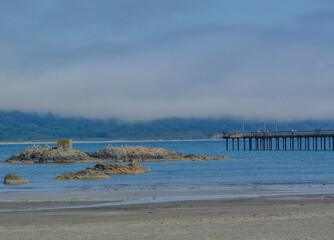 Gorgeous view from Battery Point Beach of the B Street Pier in Crescent City, Del Norte County, California 