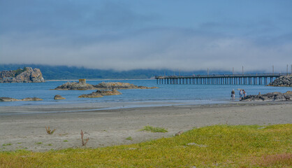 Gorgeous view from Battery Point Beach of the B Street Pier in Crescent City, Del Norte County, California 