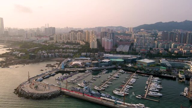 Aerial photography of the coastline scenery of Qingdao, China