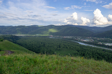 green trees and river in a mountain valley