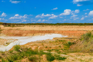 View on the abandoned sand quarry at summer