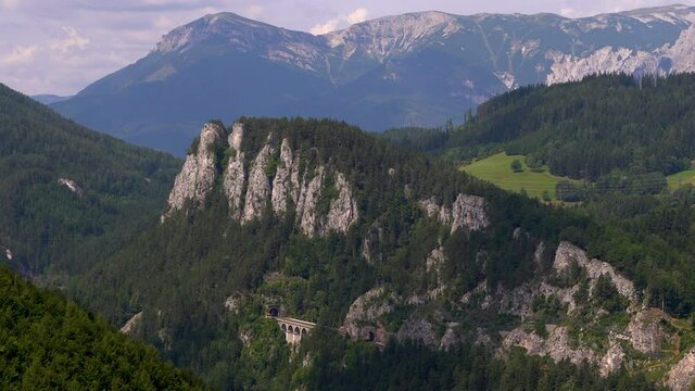 Beautiful Panoramic View at Semmering Railway with Mountain and cliffs