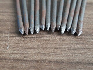 Iron Wire nails. Oval steel wire nails. Set of round nails for use in daily life. Common...