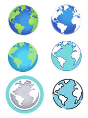 Illustrations of the six different styles of the earth