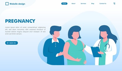 Pregnant checkup with doctor, maternal healthcare concept, flat illustration vector