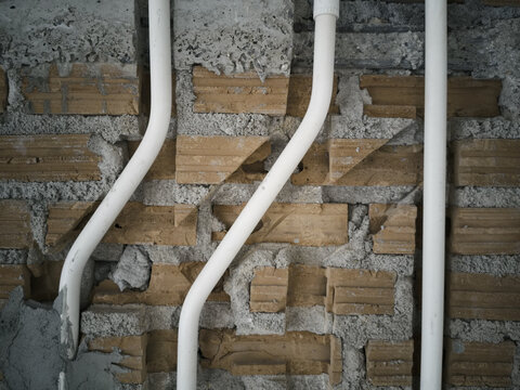 install PVC Conduit in brick wall, Use Larger PVC Conduit for main cable,  easy and lightweight,