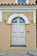 The door of an old house in San Nicola Arcella, a medieval town in the Calabria region of Italy.