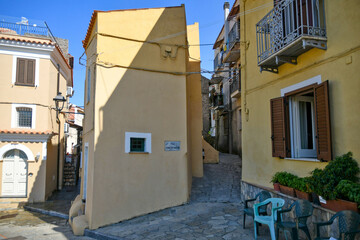 A narrow street in San Nicola Arcella, an old town in the Calabria region of Italy.