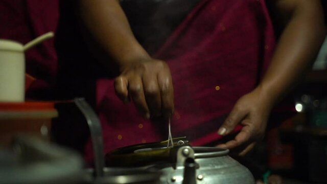 Indonesian Woman Making A Traditional Homemade Tea At The Kitchen. - Closeup Shot