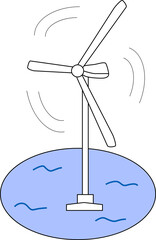 海の上の風力発電のイラスト素材