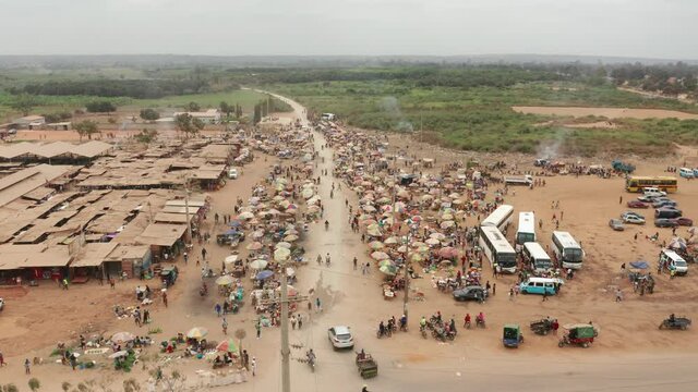 traveling front over the informal market, Caxito in Angola, Africa