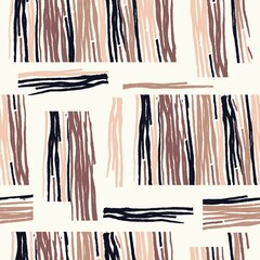 Seamless geometric pattern. Abstract  shapes and elements, brown color,  drawing on  white background, hand drawn, packaging, wallpaper, design for textiles, vector illustration.