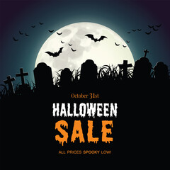 Happy halloween sale banner. special discount. Halloween holiday event. Halloween vector illustration
