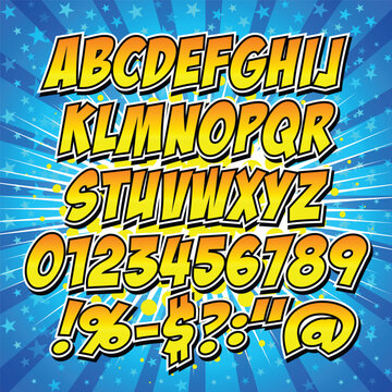comics style alphabet collection set.