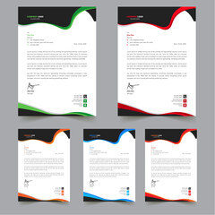 corporate modern letterhead design template with4 color yellow, blue, green, red color.A4 Size fully editable Template