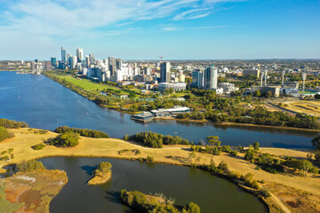 Fototapeta premium オーストラリアのパースをドローンで撮影した空撮写真 Aerial photo of Perth, Australia taken by drone.