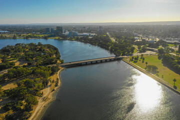 Fototapeta premium オーストラリアのパースをドローンで撮影した空撮写真 Aerial photo of Perth, Australia taken by drone.