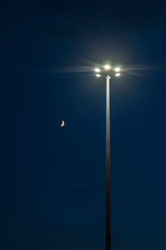 street lamp and moon