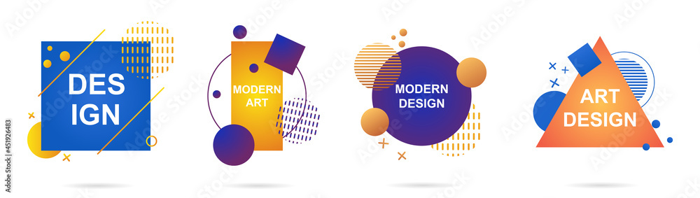 Poster modern art graphics. abstract gradient stickers with space for text. bright colorful poster with geo