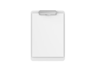 Clipboard with A4 paper mock up on isolated white background, 3d illustration