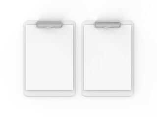Clipboard with A4 paper mock up on isolated white background, 3d illustration
