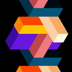 Abstract background. 3d cubes, cubic elements and blocks. Techno or business concept for wallpaper, banner, background, landing page