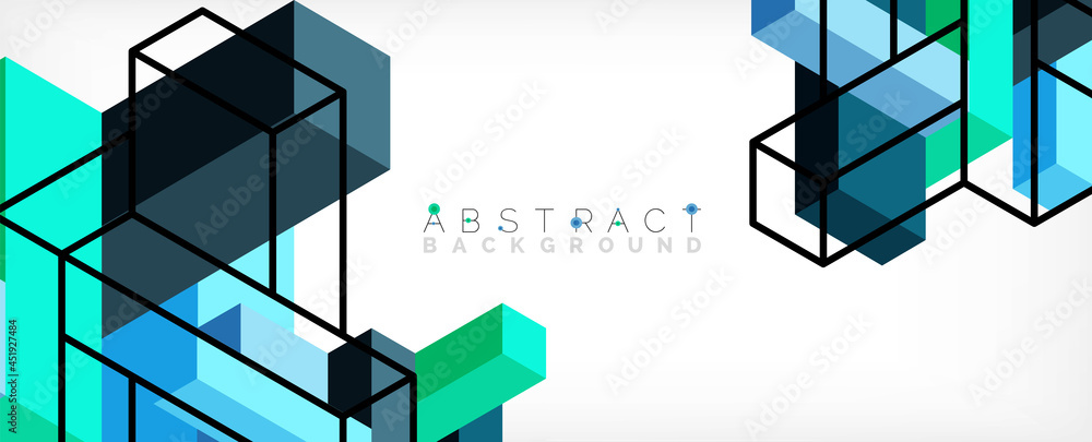Poster abstract background. 3d cubes, cubic elements and blocks. techno or business concept for wallpaper, 