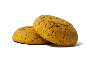 Tasty homemade cookies isoalted on white background Narrow focus line, shallow depth of field