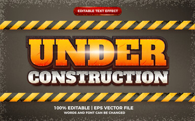 under construction editable text effect 3d template style