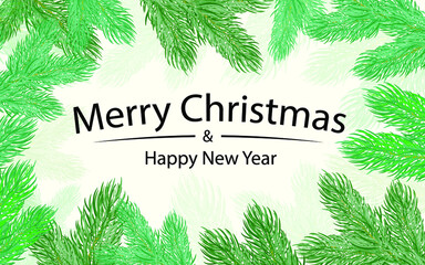 Merry christmas and happy new year greeting postcard decoration . vector illustration.